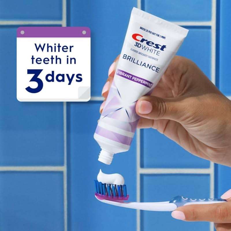 Crest 3D White Teeth Whitening Toothpaste for Adults, 4.6oz, 3 Pack, Stain Remover, Cavity Protection Fluoride Toothpaste, Strengthens Enamel, Faster Whitening, Brightens Teeth, Travel Size - Image 5