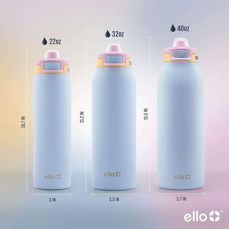 Ello Pop & Fill Insulated Stainless Steel Water Bottle with Quick Fill Lid, Leakproof Locking, Sip or Chug Spout, BPA-Free, Double Wall Vacuum Insulated for Sports, Travel & School- 22oz / 32oz / 40oz - Image 6