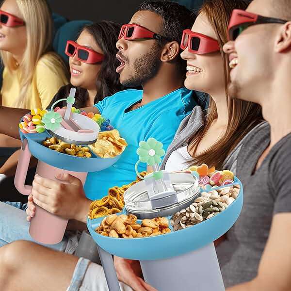 Snack Bowl for Stanley Cup 40 oz with Handle-Perfectly Compatible with Stanley Quencher H2.0 Tumbler 40 oz with Handle, Reusable Silicone Snack Tray, Stanley cup accessories (Blue Snack Bowl) - Image 2
