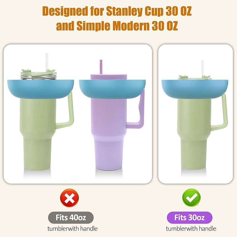 Snack Bowl for Stanley Cup 40 oz with Handle-Perfectly Compatible with Stanley Quencher H2.0 Tumbler 40 oz with Handle, Reusable Silicone Snack Tray, Stanley cup accessories (Blue Snack Bowl) - Image 4
