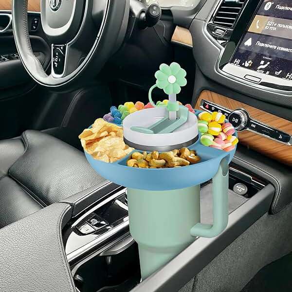 Snack Bowl for Stanley Cup 40 oz with Handle-Perfectly Compatible with Stanley Quencher H2.0 Tumbler 40 oz with Handle, Reusable Silicone Snack Tray, Stanley cup accessories (Blue Snack Bowl) - Image 8