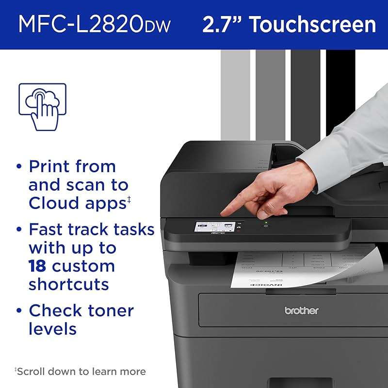 Brother MFC-L2820DW Wireless Compact Monochrome All-in-One Laser Printer with Copy, Scan and Fax, Duplex, Black & White | Includes Refresh Subscription Trial(1), Works with Alexa - Image 6