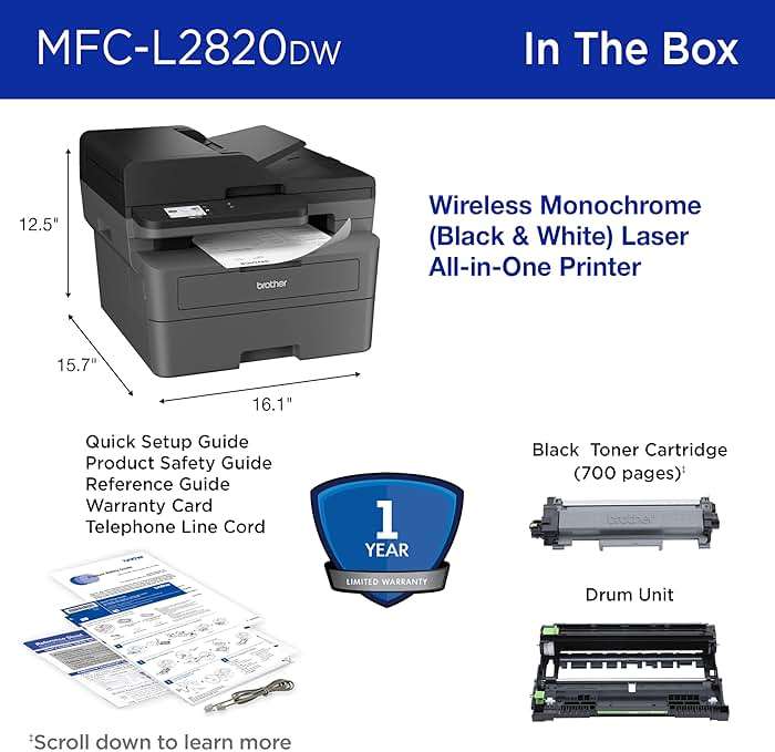 Brother MFC-L2820DW Wireless Compact Monochrome All-in-One Laser Printer with Copy, Scan and Fax, Duplex, Black & White | Includes Refresh Subscription Trial(1), Works with Alexa - Image 7