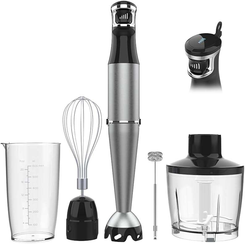 Turelar Immersion Blender Handheld Corded Hand Blenders Set 1100W, Trigger Variable Speed 5 in 1 Stick Emulsifier with Chopper, Whisk and Frother for Soup, Baby Food and Smoothies,Black - Image 1