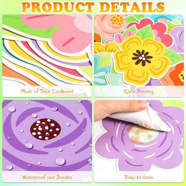 Motipuns 60 Pcs Flower Cutouts Spring Bulletin Board Decorations Floral Paper Cutouts Springtime Classroom Decorations for Kids Preschool Teacher Chalkboard Summer Party Office Home Back to School - Image 4