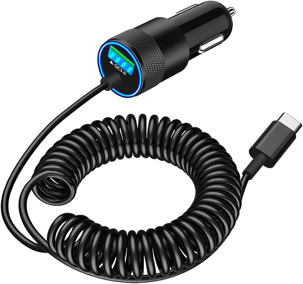 【MFi Certified】iPhone 17 Car Charger Fast Charging, Braveridge 75W USB C PD&QC Car Power Cigarette Lighter USB Charger with 6FT Type C Coiled Cable for iPhone 17/17 Pro Max/16/15/Galaxy S26/S25/Pixel - Image 1