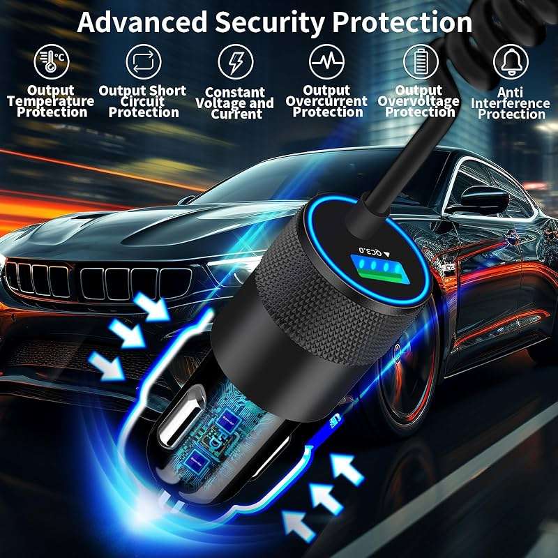 【MFi Certified】iPhone 17 Car Charger Fast Charging, Braveridge 75W USB C PD&QC Car Power Cigarette Lighter USB Charger with 6FT Type C Coiled Cable for iPhone 17/17 Pro Max/16/15/Galaxy S26/S25/Pixel - Image 4
