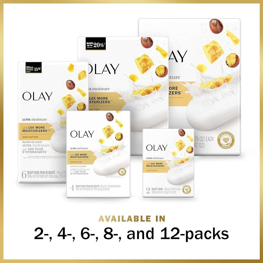 Olay Moisture Outlast Ultra Moisture Shea Butter Beauty Bar with Vitamin B3 Complex 3.75 oz, 8 count - Image 4