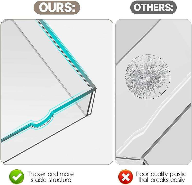 AMALEKO Acrylic Drawer Organizers - 21 Drawers 4 Set - Clear Storage Drawers for Office Supplies - Stackable Makeup Organizer - Dustproof Desk Organizers for Makeup, Jewelry, Pen, Stationary - Image 6