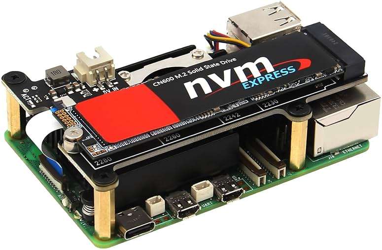 Geekworm X1001 PCIe to M.2 HAT Key-M NVMe SSD PIP PCIe Peripheral Board for Raspberry Pi 5 Support M.2 2230/2242/2260/2280 SSD - Image 1