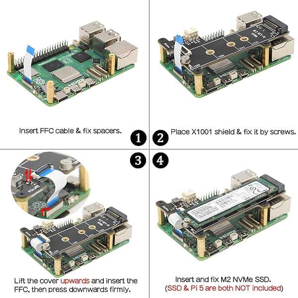 Geekworm X1001 PCIe to M.2 HAT Key-M NVMe SSD PIP PCIe Peripheral Board for Raspberry Pi 5 Support M.2 2230/2242/2260/2280 SSD - Image 5