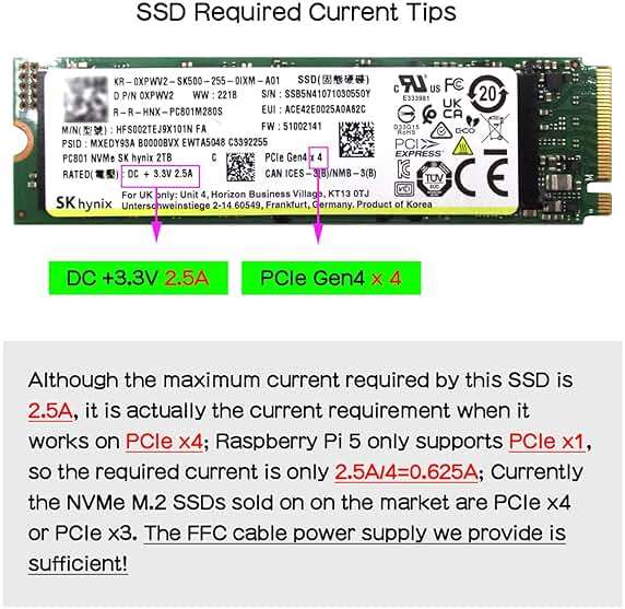 Geekworm X1001 PCIe to M.2 HAT Key-M NVMe SSD PIP PCIe Peripheral Board for Raspberry Pi 5 Support M.2 2230/2242/2260/2280 SSD - Image 7