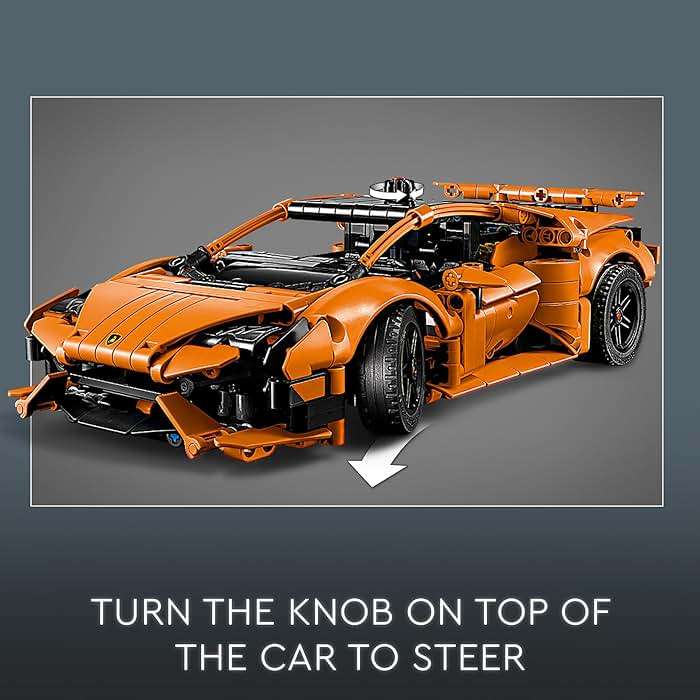LEGO Technic Lamborghini Huracán Tecnica Orange Toy Cars - Building Toys for Kids, Boys & Girls, Ages 9+ - Lamborghini Toy Car W/ V10 Engine & Steering - Gift Ideas for Birthdays - 42196 - Image 4