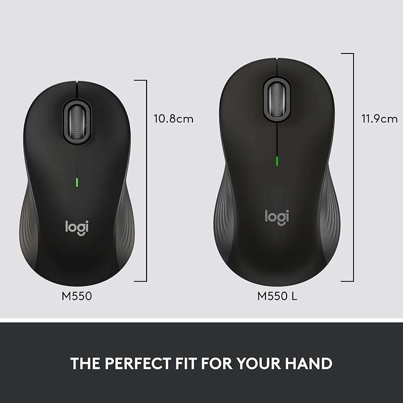 Logitech Signature M550 Wireless Mouse - for Small to Medium Sized Hands, 2-Year Battery, Silent Clicks, Bluetooth, Multi-Device Compatibility - Black - Image 3
