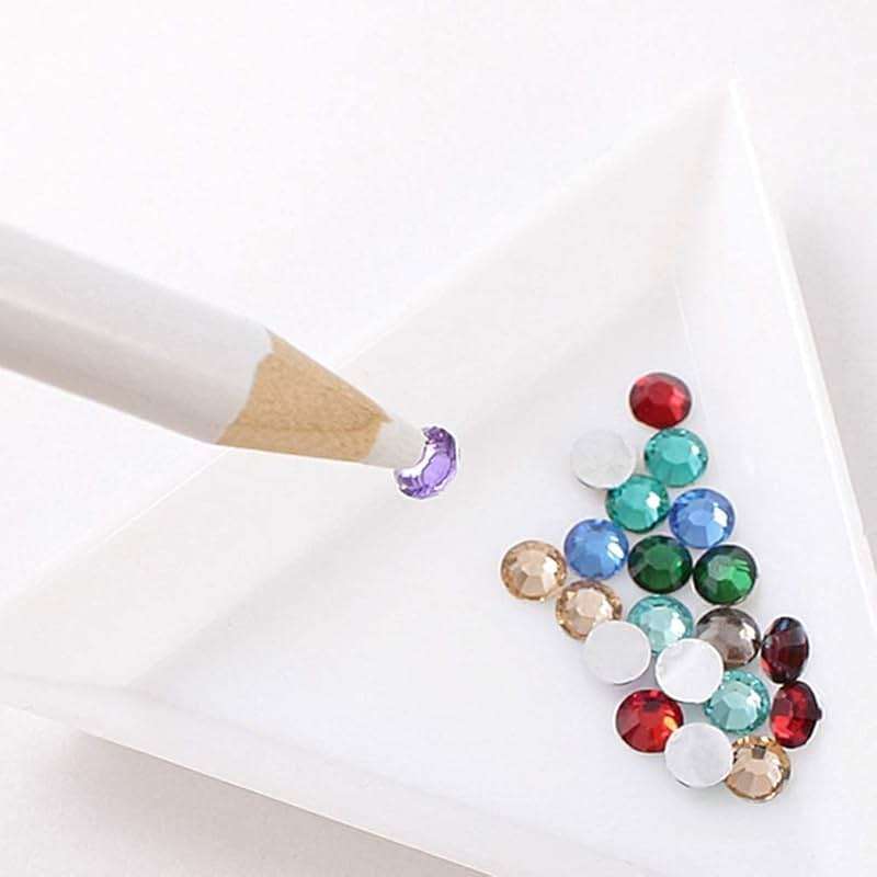 1Pc White DIY Nail Art Rhinestones Jewelry Picking Wax Pencil Pen Picker Dotting Tool Useful Processed Tweezers,Pencil sharpener and Triangular Plate Nail Art Beauty and Personal Care - Image 8