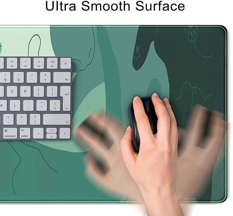Cute Green Cat Desk Mat Extended Mouse Pad Large Gaming Mousepad XL Long Desk Pad Minimalist Laptop Keyboard Pad Deskmat Deskpad Desktop Mouse Mat Big 31.5"x11.8" with Stitched Edges - Image 6