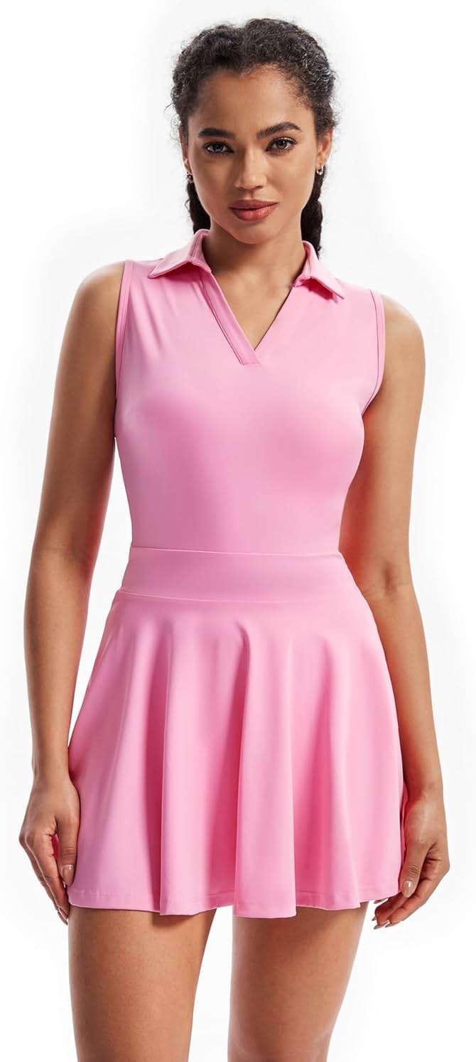Cute Golf Tennis Dress Workout Athletic Dresses for Women with Shorts Pockets 2 Piece Sets Outfits Summer Clothes - Image 2