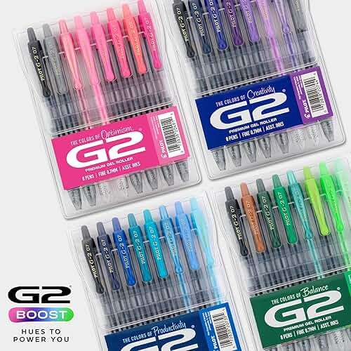 Pilot G2 Premium Gel Roller Pens, Fine Point Gel Pens, Boost Pink Pack, The Colors of Optimism, 8-Pack Pouch, 0.7 mm, Assorted - Ideal for School, Journaling, & Office Writing - Image 7