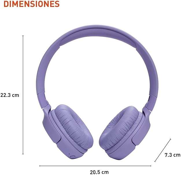 JBL Tune 520BT - Wireless On-Ear Headphones, Up to 57H Battery Life and Speed Charge, Lightweight, Comfortable and Foldable Design, Hands-Free Calls with Voice Aware (Purple) - Image 3