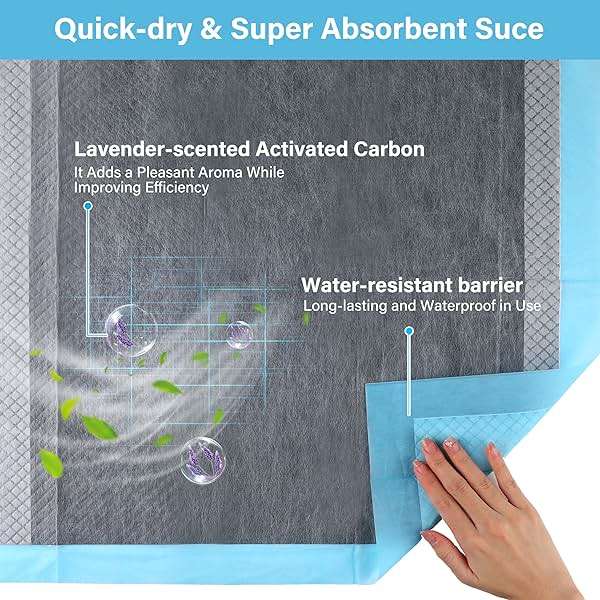 FluffyDream Super Absorbent Waterproof Dog and Puppy Pet Training Pad, Housebreaking Pet Pad,Blue (22"x22"Odor Control, Scented (100PCS)) - Image 7