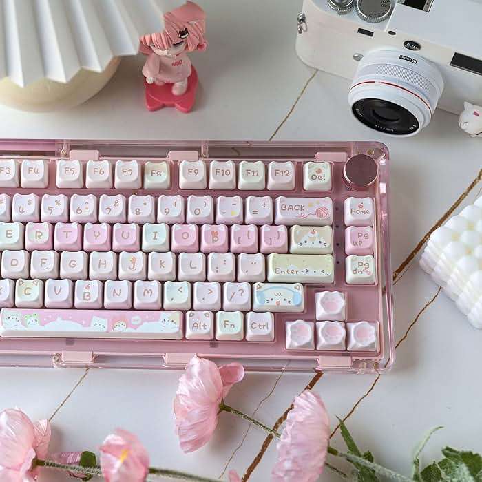 KiiBOOM Cute Cat Keycaps Set, Mao Profile, PBT/PC Keycap for MX Switches Mechanical Keyboard, Compatible with 60%, 65%, 75%, TKL, 96%, Full-Sized Layout (Meow Squad) - Image 2