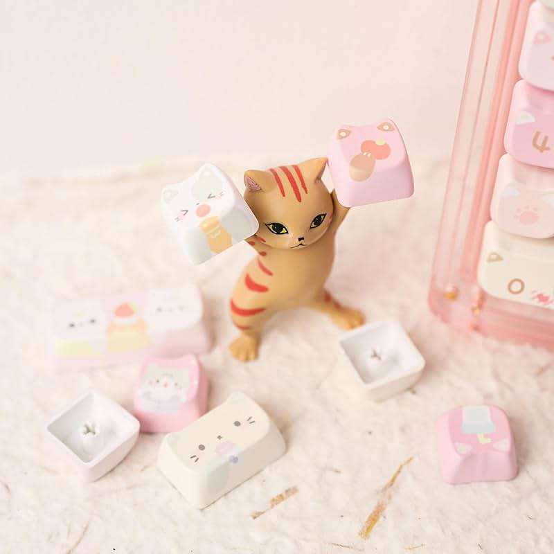 KiiBOOM Cute Cat Keycaps Set, Mao Profile, PBT/PC Keycap for MX Switches Mechanical Keyboard, Compatible with 60%, 65%, 75%, TKL, 96%, Full-Sized Layout (Meow Squad) - Image 5