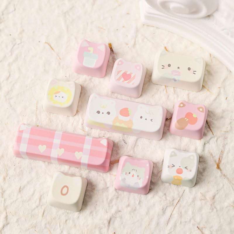 KiiBOOM Cute Cat Keycaps Set, Mao Profile, PBT/PC Keycap for MX Switches Mechanical Keyboard, Compatible with 60%, 65%, 75%, TKL, 96%, Full-Sized Layout (Meow Squad) - Image 6