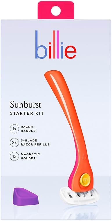Billie Razors for Women Shave Kit – Women’s Razor + 2 x 5-Blade Razor Refills + Magnetic Holder – Sunburst - Product Image