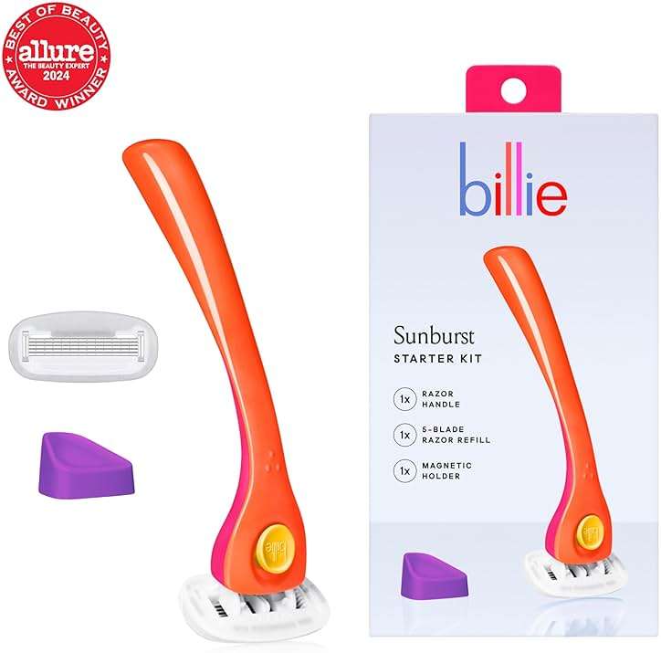 Billie Razors for Women Shave Kit – Women’s Razor + 2 x 5-Blade Razor Refills + Magnetic Holder – Sunburst - Image 2