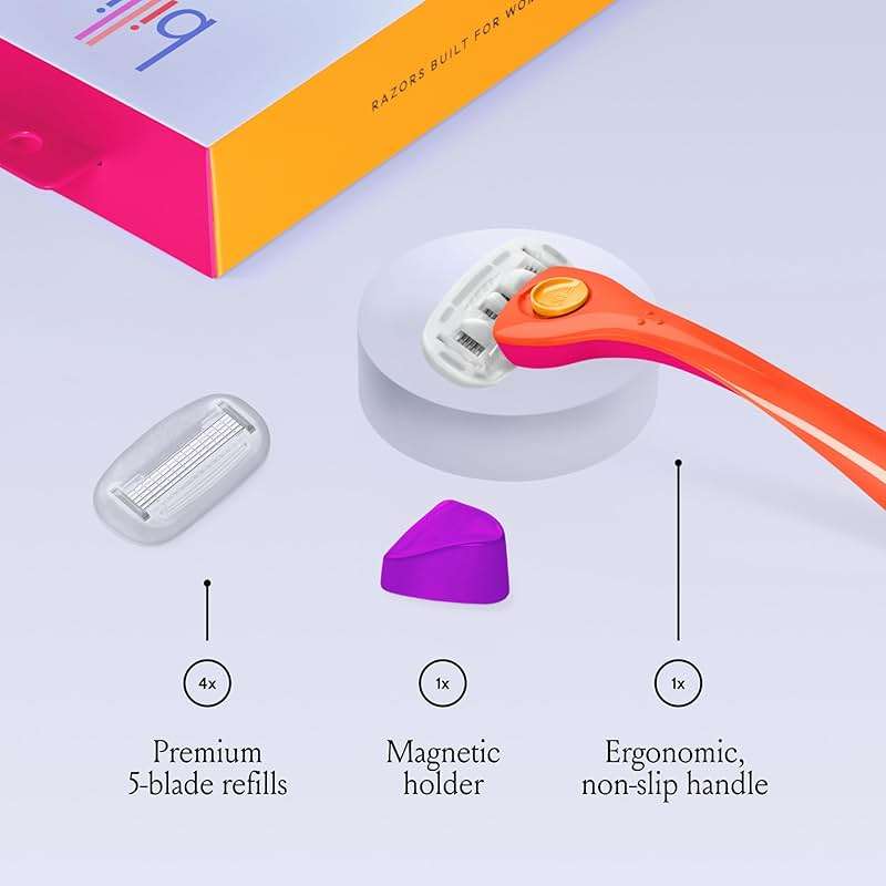 Billie Razors for Women Shave Kit – Women’s Razor + 2 x 5-Blade Razor Refills + Magnetic Holder – Sunburst - Image 3