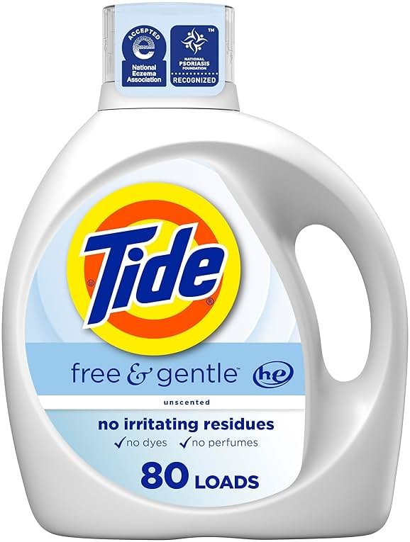 Tide Free & Gentle Liquid Laundry Detergent, 80 Loads, 105 fl oz, Tide Laundry Detergent, Clean Laundry Detergent - Product Image