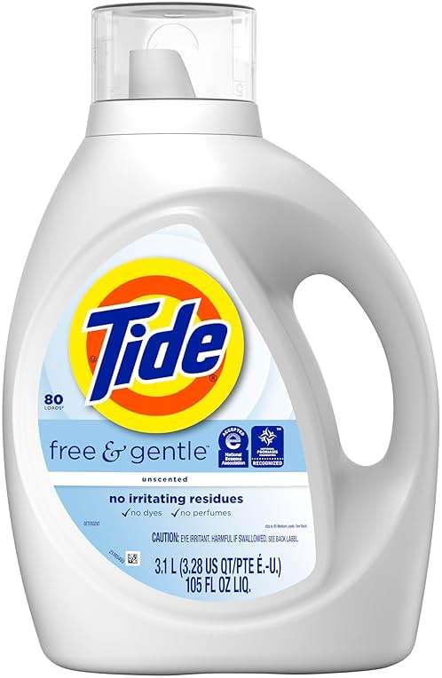 Tide Free & Gentle Liquid Laundry Detergent, 80 Loads, 105 fl oz, Tide Laundry Detergent, Clean Laundry Detergent - Image 11