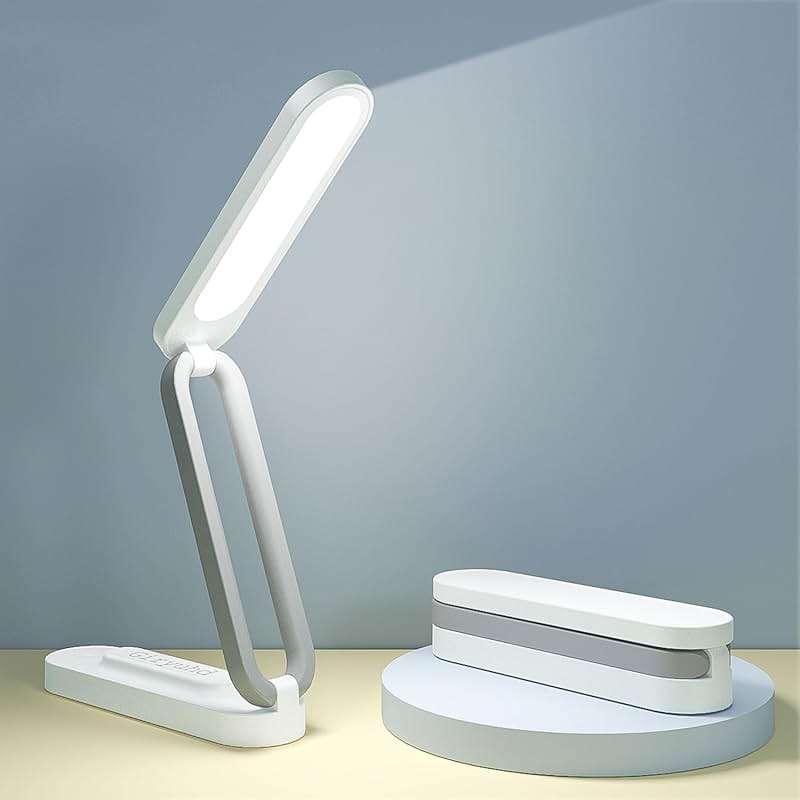 Giryuhd LED Desk Lamp for Office Home & Battery Operated Lamp Rechargeable Lamp Foldable & Portable Light, LED Desk Light Strip, 3 Brightness Dimmable Small Desk Lamp Wireless Reading Lamp (White) - Image 1