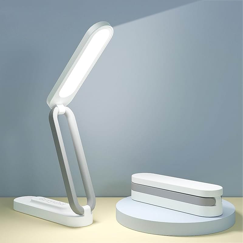 Giryuhd LED Desk Lamp for Office Home & Battery Operated Lamp Rechargeable Lamp Foldable & Portable Light, LED Desk Light Strip, 3 Brightness Dimmable Small Desk Lamp Wireless Reading Lamp (White) - Product Image