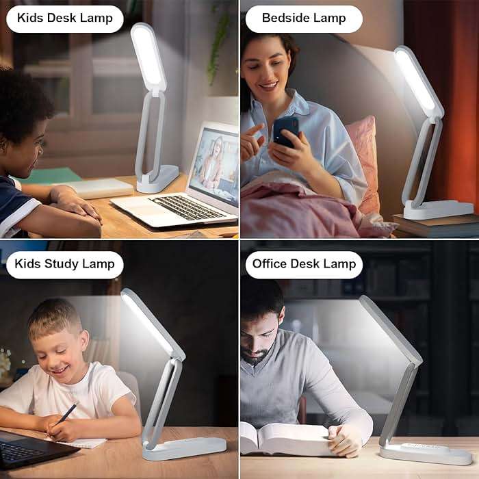 Giryuhd LED Desk Lamp for Office Home & Battery Operated Lamp Rechargeable Lamp Foldable & Portable Light, LED Desk Light Strip, 3 Brightness Dimmable Small Desk Lamp Wireless Reading Lamp (White) - Image 6