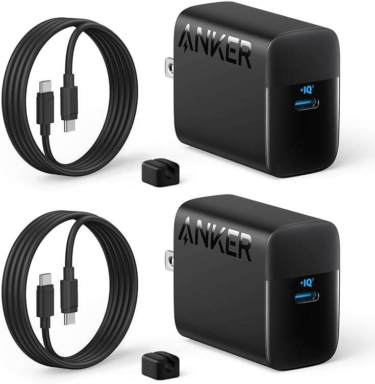 Anker 45W USB C Charger Block, Type C Charger Fast Charging for iPhone 17/16 Series, Phone Charger with USB-C Cable for iPad, Galaxy S24 Ultra (2-Pack, 5 ft Cable Included) - Image 1