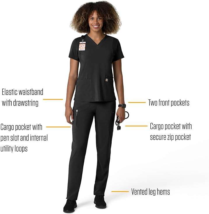 Carhartt Scrubs for Women Force Cross-Flex Straight-Leg Cargo Pants with Drawstring and 7 Pockets - Image 2