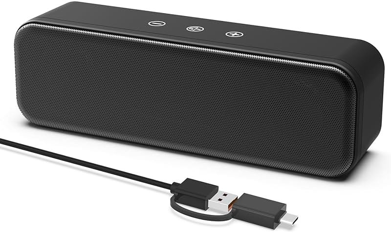 Computer Speakers for Desktop PC Laptop, Wired, USB Plug-in, External Speakers for Monitor, Small Computer Sound bar for PC, Loud Speaker with Deep Bass, Touch Control, Built-in USB-C to USB Adapter - Product Image