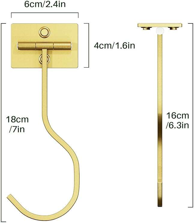 bussdis Adhesive Banana Hook Under Cabinet: 2-Pack Foldable Metal Banana Hanger, Space-Saving Under Counter Banana Holder for Kitchen & RV, Gold - Image 2