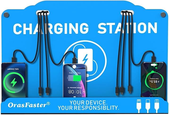 Orasfaster Wall Mounted Cell Phone Charging Station | Multi-Device Station with 8 Port Charging Dock | Application for Library, Hotel,Office,Hotels, Hospitals - Product Image