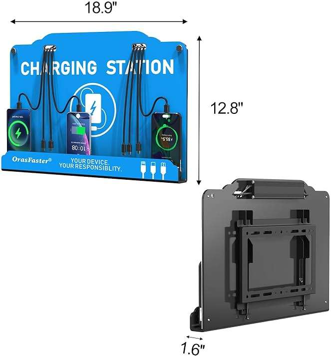 Orasfaster Wall Mounted Cell Phone Charging Station | Multi-Device Station with 8 Port Charging Dock | Application for Library, Hotel,Office,Hotels, Hospitals - Image 3