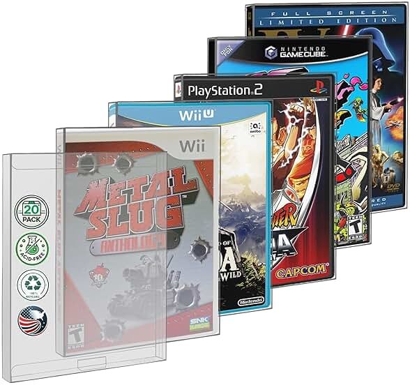 MALKO 20 Pack Video Game Protector Case Compatible with: PS2 | WII - WII U | Gamecube | Xbox & DVD Standard Case | Acid Free Protective Sleeve - Product Image