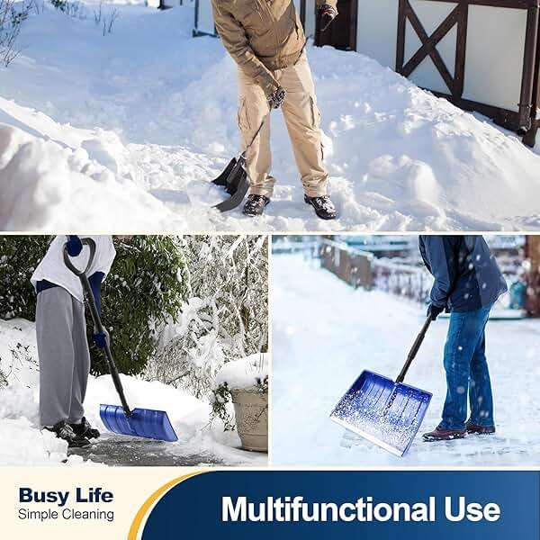 Yocada Snow Shovel for Driveway Home Garage Snow Removal 55 inch Long with D-Grip Handle Aluminum Strip Large Capacity Shovel for Garden Car Camping Outdoor - Image 6