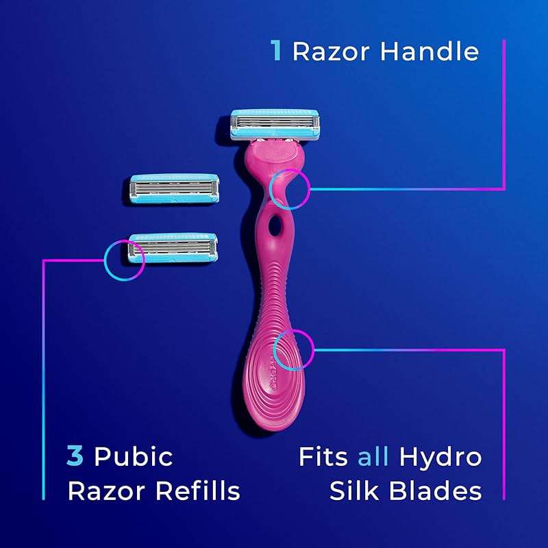 Schick Hydro Silk Ultimate Pubic Skin Protection, Bikini Razor | Razors for Women Sensitive Skin, Pubic Hair Razor for Women, Includes 1 Handle with 3 Refills - Image 6