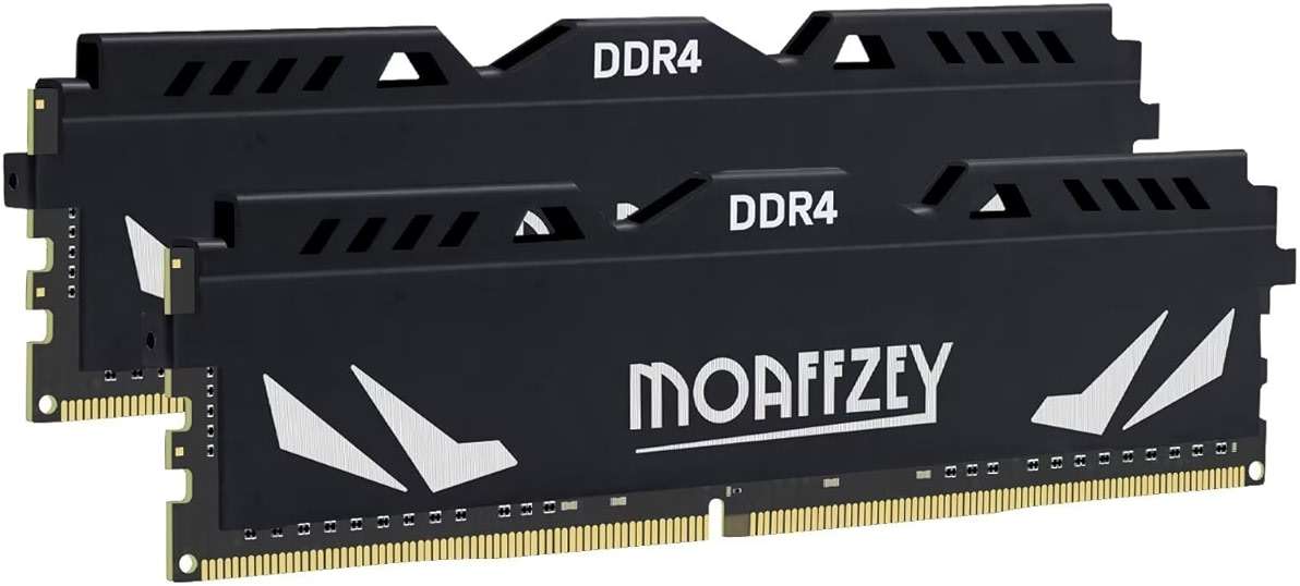 Moaffzey DDR4 RAM Kit 32GB(2x16GB) 3200MHz Desktop RAM PC4-25600 UDIMM Non-ECC Unbuffered 1.35V 288 Pin CL16 Desktop Computer Memory Upgrade Module Support XMP 2.0 Auto Overclocking (Black) - Image 1