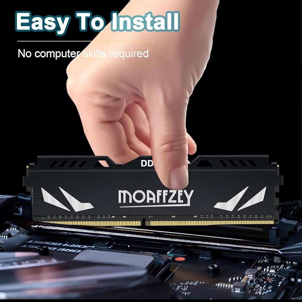 Moaffzey DDR4 RAM Kit 32GB(2x16GB) 3200MHz Desktop RAM PC4-25600 UDIMM Non-ECC Unbuffered 1.35V 288 Pin CL16 Desktop Computer Memory Upgrade Module Support XMP 2.0 Auto Overclocking (Black) - Image 8