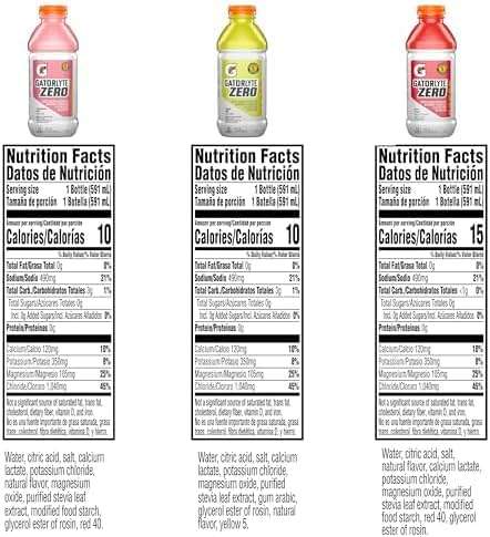 Gatorlyte Zero Sugar Rapid Rehydration Electrolyte Drink, 3 Flavor Variety Pack, 20 fl oz Bottles (12 Pack), Specialized Blend of 5 Electrolytes, Zero Sugar, 15 Calories, No Artificial Sweeteners, No Artificial Flavors, Gatorade, Hydration - Image 2