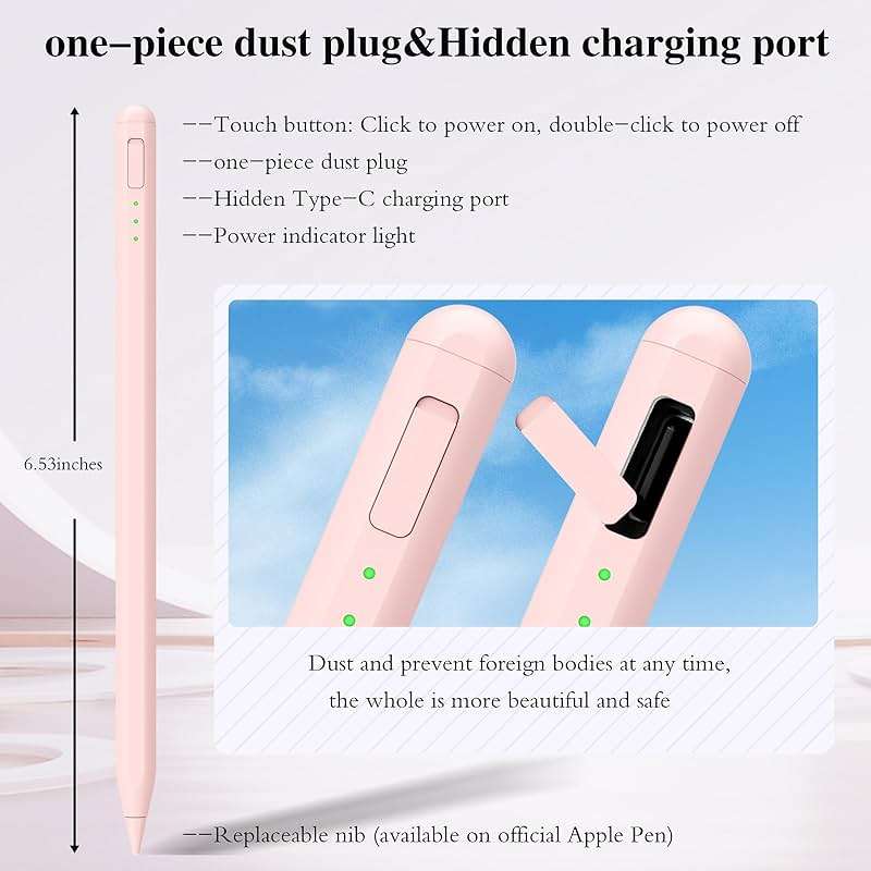 Stylus Pen for iPad11&10thGen,14Mins Faster Charge, with Pencil Holder,Palm Rejection, Tilt Sensitivity, for iPad Air11&13-inch(M3/M2), iPad Pro 11&13-inch (M4),iPad 6-11th,iPad Pro 11/12.9 inch - Image 4