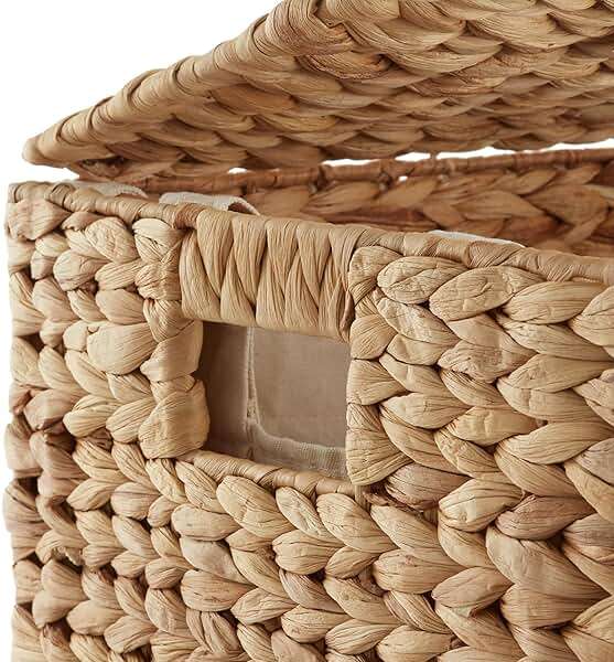Casafield Large Laundry Hamper with Lid and Removable Liner Bag - Natural, Woven Water Hyacinth Rectangular Laundry Basket Sorter for Clothes and Towels - Image 6