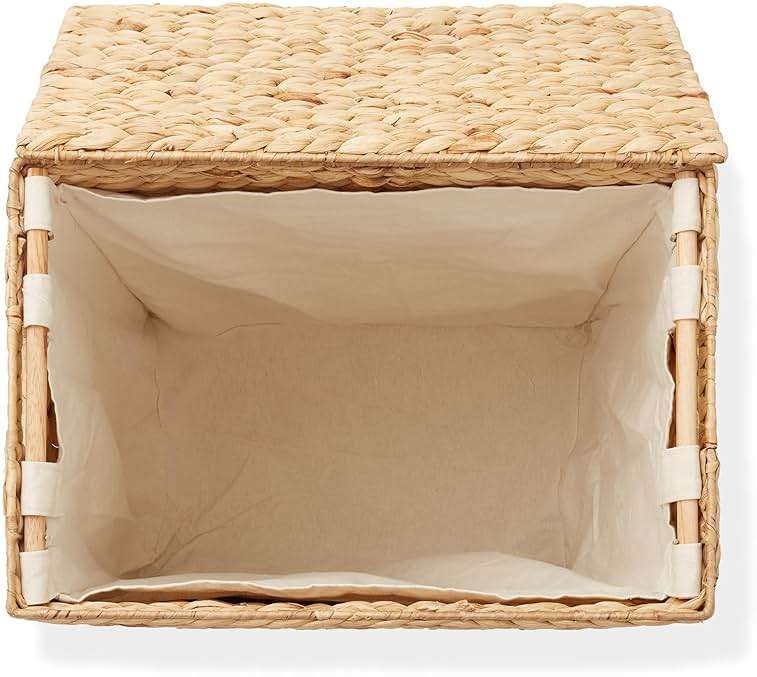 Casafield Large Laundry Hamper with Lid and Removable Liner Bag - Natural, Woven Water Hyacinth Rectangular Laundry Basket Sorter for Clothes and Towels - Image 7